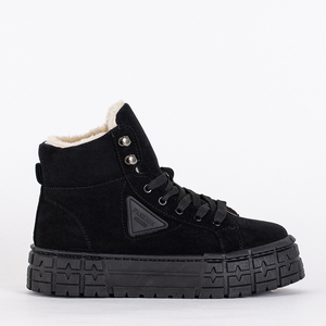 Black women's lace-up boots on the Tessi platform - Footwear