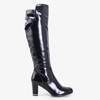 Black women's lacquered knee-high boots on a post Latora - Footwear