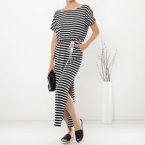 Black women's maxi dress with white stripes - Clothing