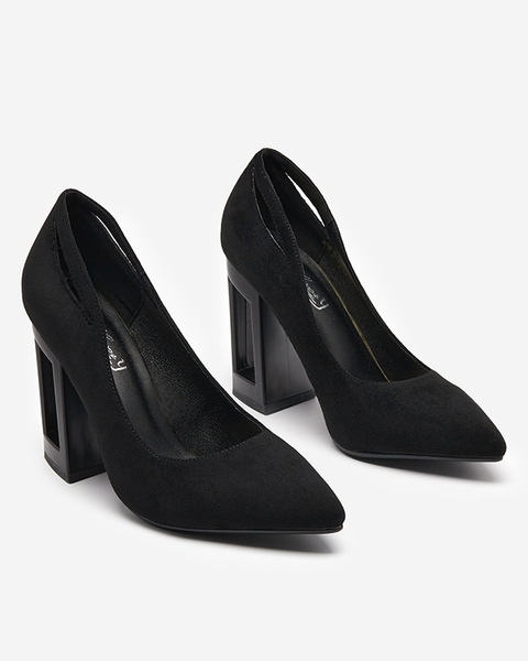 Black women's pumps on a post with a cut Backina - Shoes