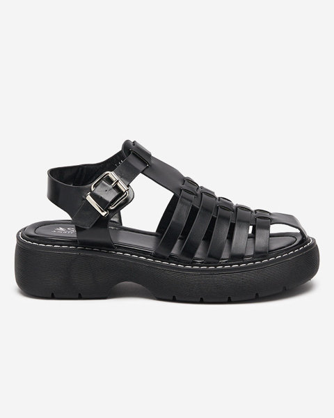 Black women's sandals on a solid sole Leteris - Footwear