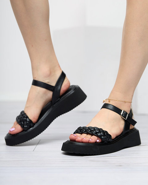 Black women's sandals on a thicker sole Usinos- Footwear