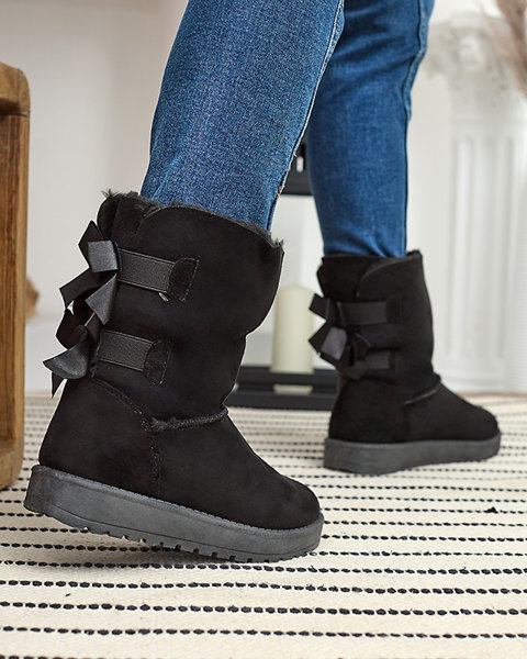 Black women's snow boots with bows Massap - Footwear