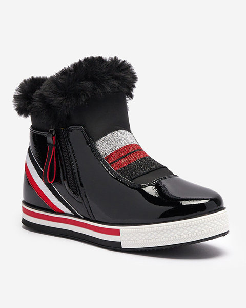 Black women's sports boots with hidden anchor and fur Gomiu- Footwear