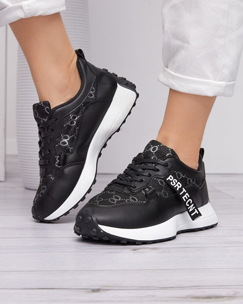 Black women's sports shoes with fashionable pattern Tentis - Footwear