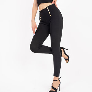 Black women's treggings with golden buttons - Clothing