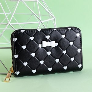 Black women's wallet with white hearts - Wallet