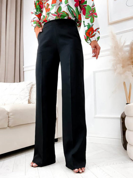 Black women's wide-leg pants - Clothing