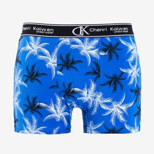 Blue men's boxer shorts with a floral print - Underwear