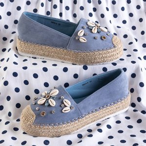 Blue women's espadrilles with Loranda decoration - Footwear