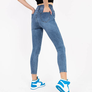 Blue women's high waisted jeans - Clothing