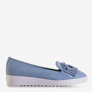 Blue women's moccasins with tassels and bow Laureana - Footwear