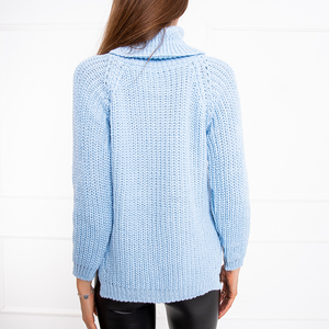 Blue women's turtleneck sweater - Clothing
