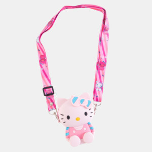Bright pink small handbag with cat - Accessories
