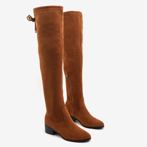 Brown eco-suede over-the-knee boots People's Footwear