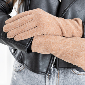 Brown ladies 'fabric gloves - Accessories