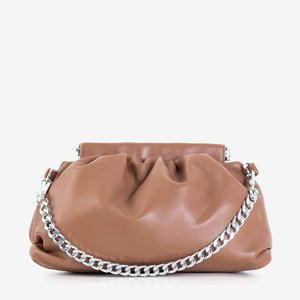 Brown ladies handbag with shirring - Accessories