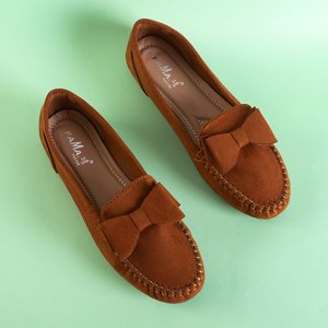 Brown women's moccasins with a Marinika bow - Footwear