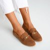 Brown women's moccasins with ornament on the nose Hilawe - Footwear