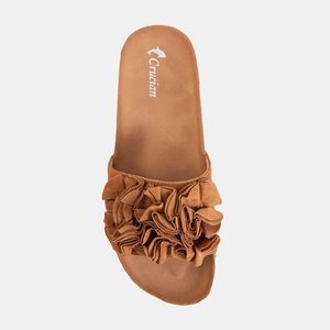 Brown women's platform flip-flops Kalisa - Footwear