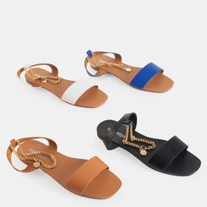 Brown women's sandals with a chain Izdylea - Shoes