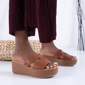 Brown women's slippers on a wedge Sliva - Footwear