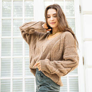 Brown women's sweater - Clothing