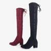 Burgundy women's over-the-knee boots with cubic zirconia Scarlett - Footwear