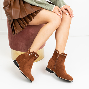 Camel eco suede boots with hidden wedge Mni- Shoes