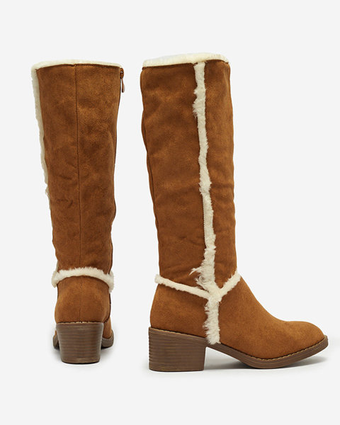 Camel women's boots with fur Zerriva- Footwear