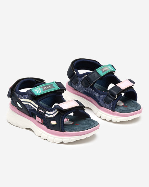 Children's navy blue sandals with colorful inserts Meniko - Footwear
