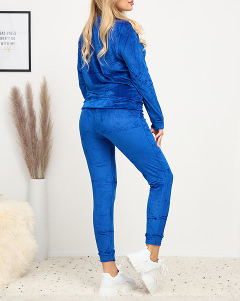 Classic women's padded tracksuit set in cobalt color - Clothing
