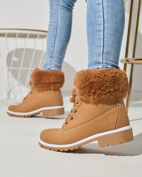 Classic women's snow trapper boots in camel Tauna - Footwear