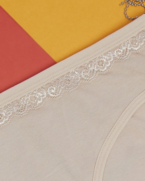 Cotton women's panties of the pant type in beige- Underwear