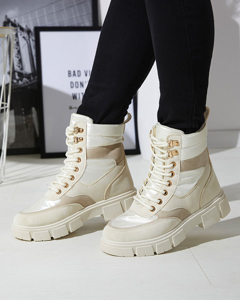 Cream women's insulated trapper boots Kasemi- Footwear