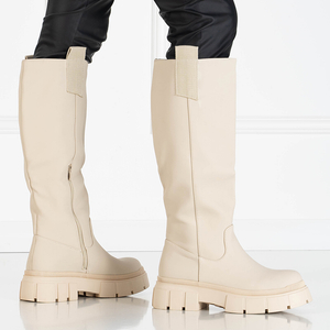 Cream women's mid-calf boots Oledd- Footwear