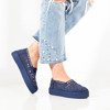 Dark blue lace-up sneakers in the style of slip on Bari - Footwear
