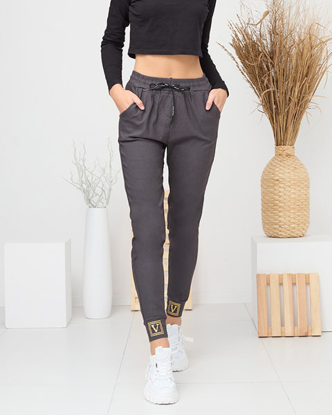 Dark gray insulated women's fabric pants - Clothing