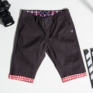 Dark gray men's shorts with red inserts - Clothing