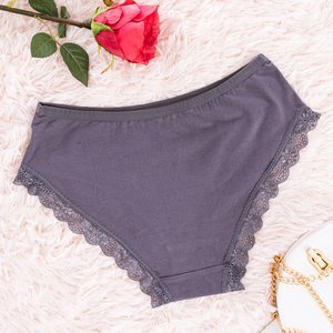 Dark gray women's panties with lace PLUS SIZE - Underwear