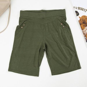 Dark green patterned women's short shorts - Clothing