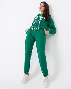 Dark green women's sports tracksuit set - Clothing
