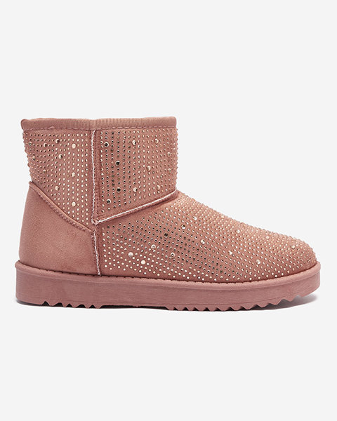 Dark pink women's snow boots with cubic zirconia Rudis - Footwear