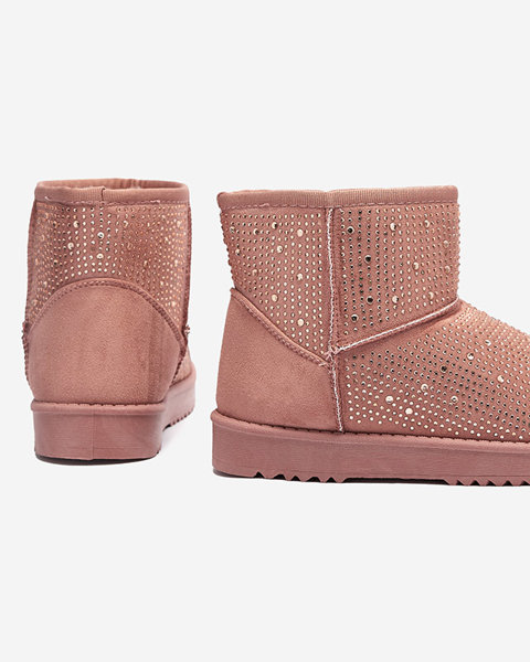 Dark pink women's snow boots with cubic zirconia Rudis - Footwear