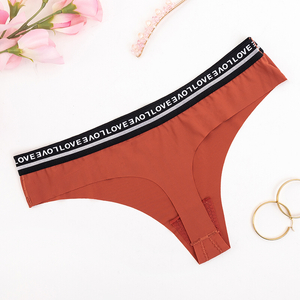 Dark red women's laser-cut thong panties - Underwear
