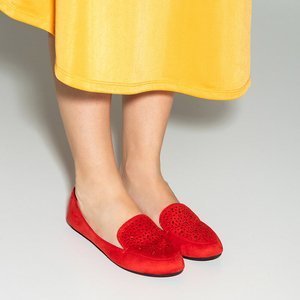 Felisa red women's moccasins with cubic zirconia - Footwear