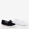 Girls' white openwork slip - on with a bow Farima - Footwear
