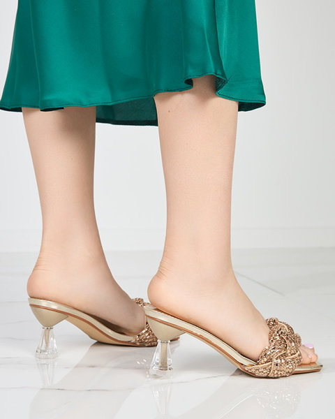 Gold lacquered slippers with low heels Sipeno - Footwear