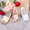 Gold women&#39;s slippers with the inscription HATE &amp; LOVE - Footwear 1