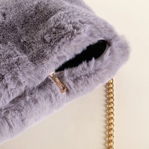 Gray fur shoulder bag - Accessories